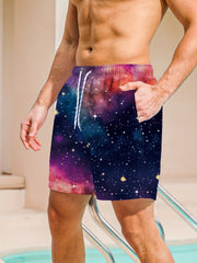 Men's Galaxy Beach Board Shorts 3D Print Swim Trunks Summer Vacation