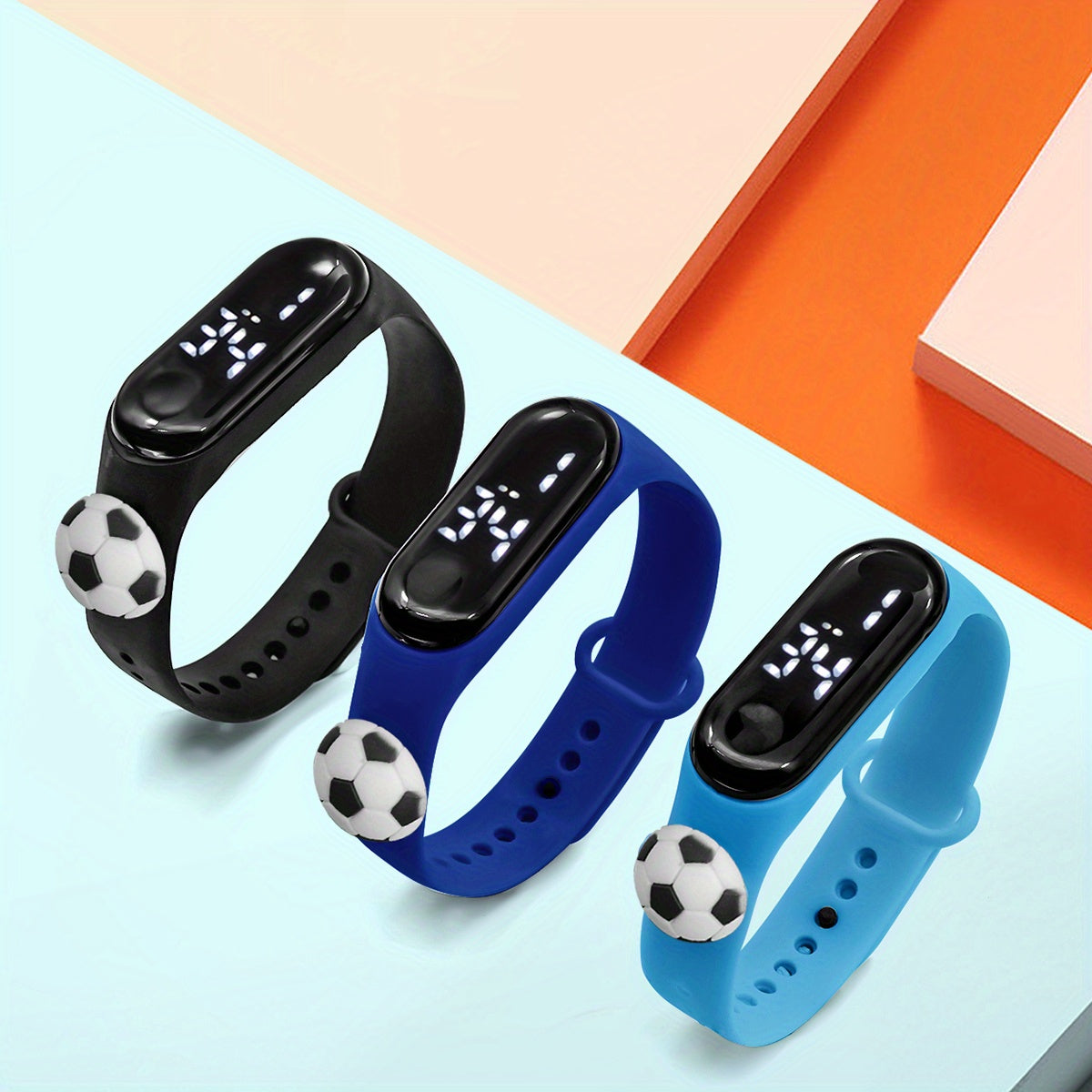 Boys LED Touchable Cartoon Football Sports Watch