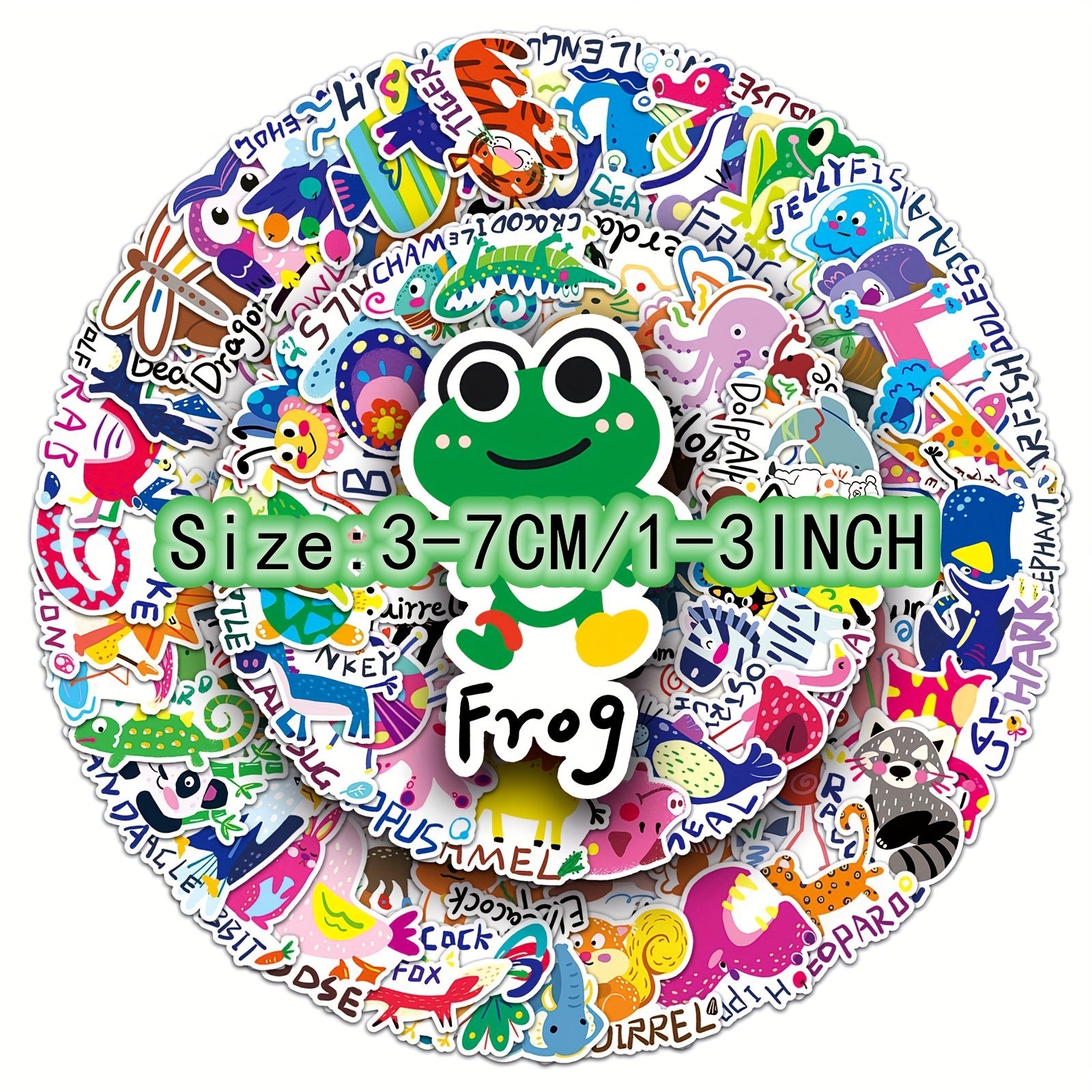100pcs Cartoon Animal Letter Word Waterproof DIY Stickers