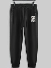 Funny Statue Print Men's Sweatpants Loose Casual Trousers Spring Autumn
