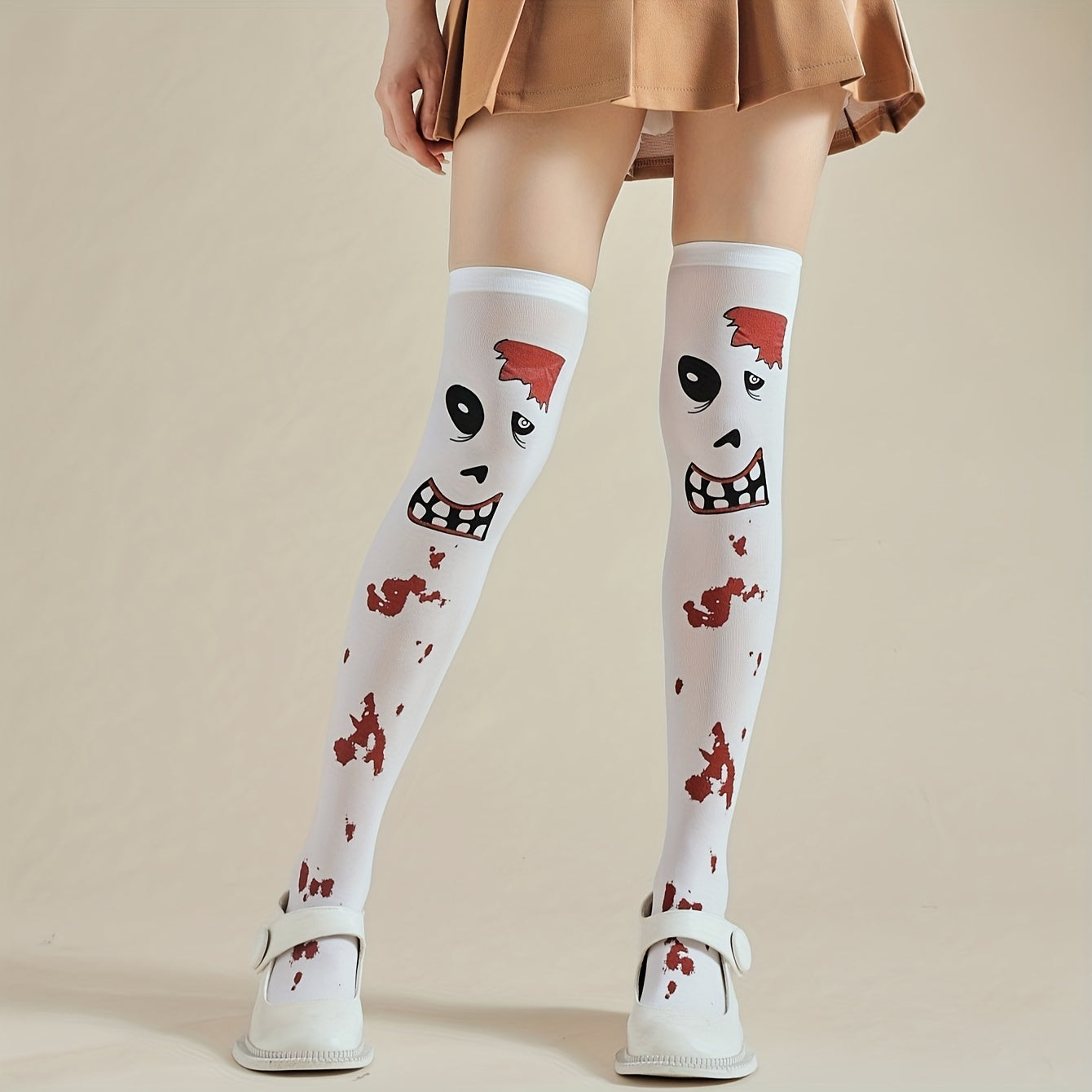 Bloody Print Thigh High Socks Halloween Cosplay Over The Knee Socks