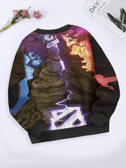 Planet Pattern Crew Neck Sweatshirt for Spring Fall