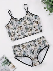 Ink Painting Print Bra & Panty Set