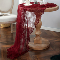 American Style Round Lace Tablecloth Red Hollowed Out Christmas Table Cloth