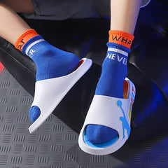 Men's Color Block Slides Ultra Soft Slippers for Outdoor Activities