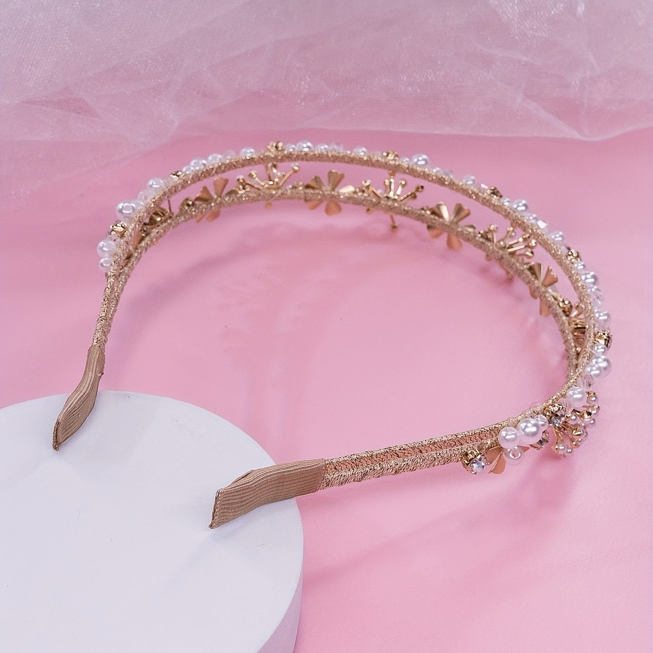 Rhinestone Pearl Headband Bridal Wedding Hair Accessory