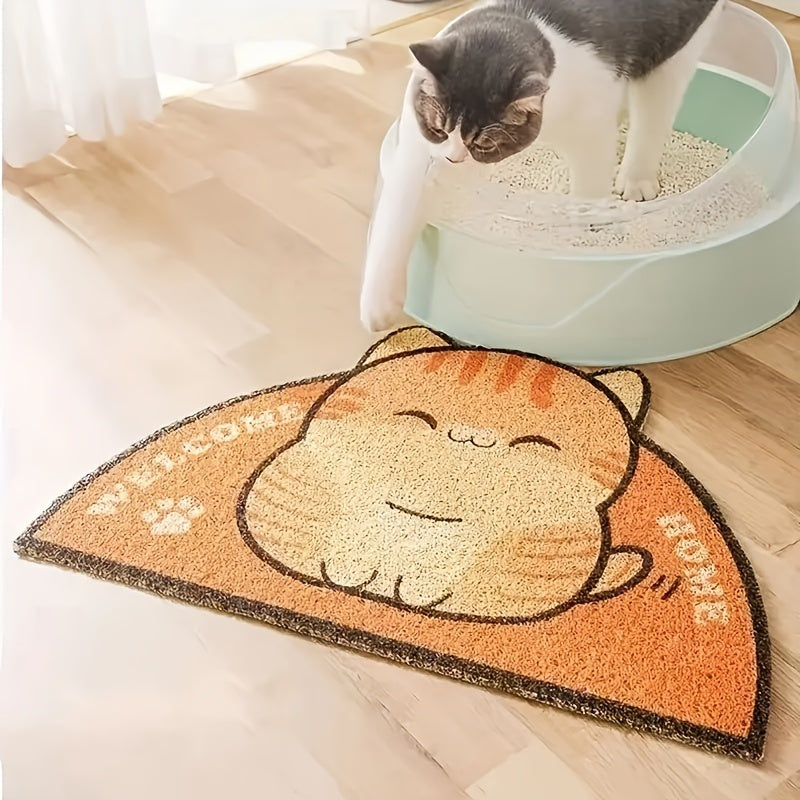 Cartoon Cat Litter Trapping Mat Non Slip Cat Feeding Pad