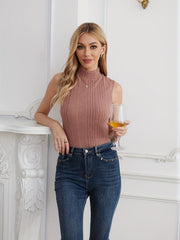 Ribbed Mock Neck Tank Top