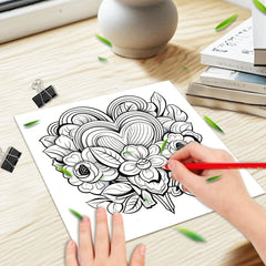 Love Palette Adult Coloring Book 24 Pages Single Sided Bear Floral Heart Designs