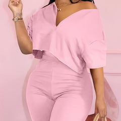 Short Sleeve Crop Top & Shorts Set
