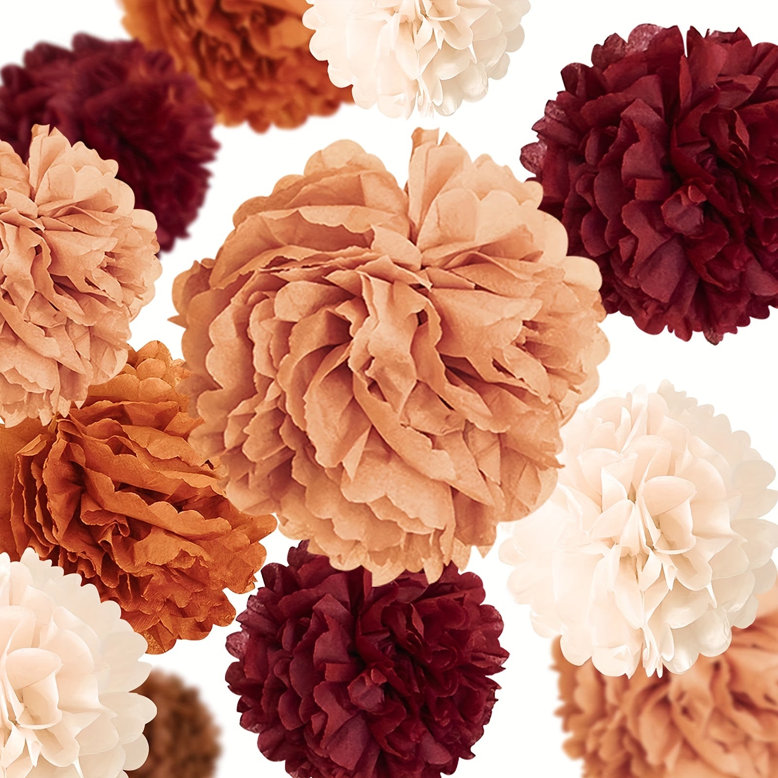 12pcs Halloween Party Decorations Tissue Paper Pom Poms Rustic Retro Baby Shower