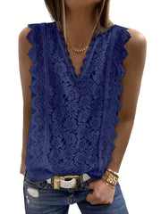 Summer Lace Tank Top V Neck Sleeveless