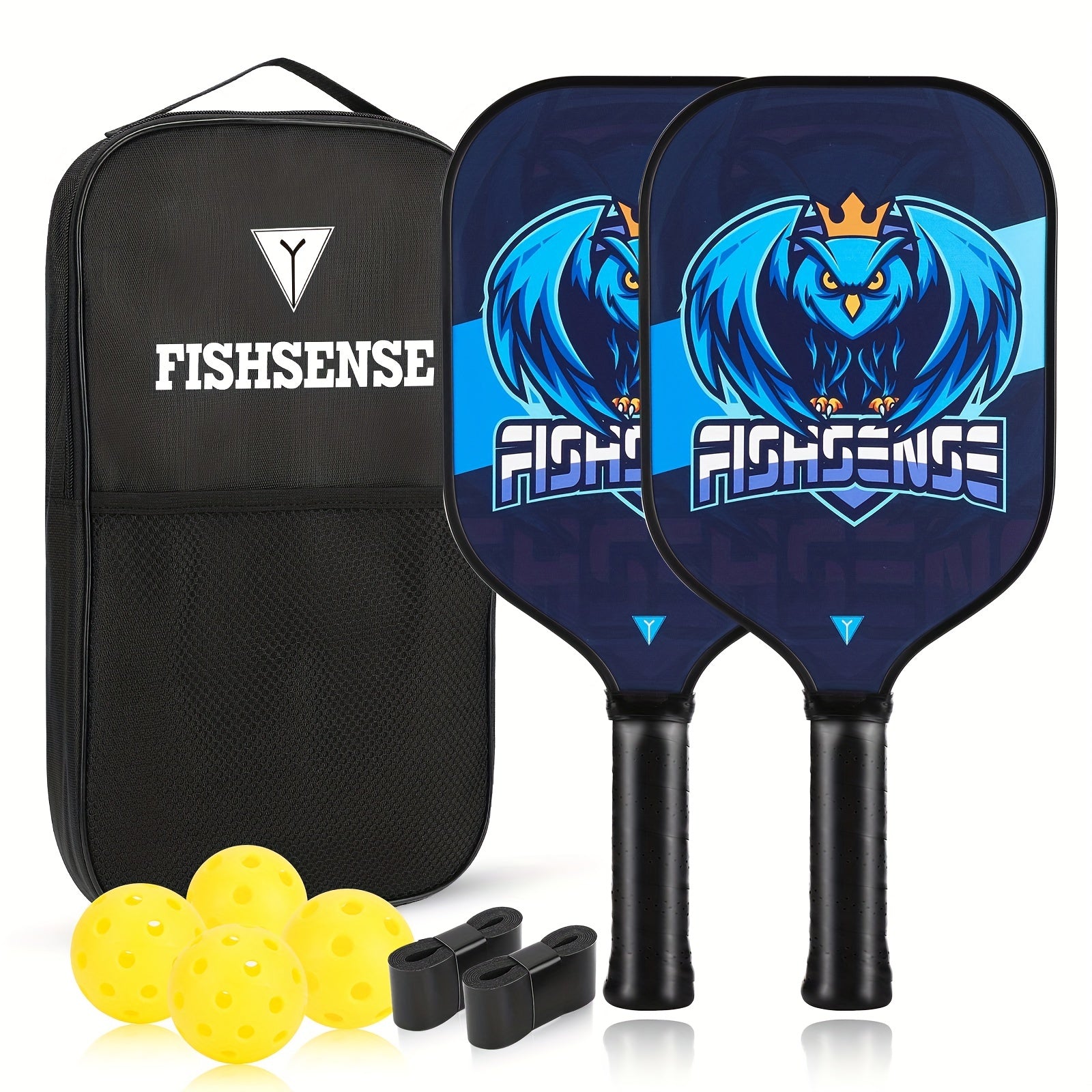 Carbon Fiber 25 Fiberglass Pickleball Paddle Set with 2 Paddles, 4 Balls
