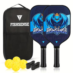 Carbon Fiber 25 Fiberglass Pickleball Paddle Set with 2 Paddles, 4 Balls