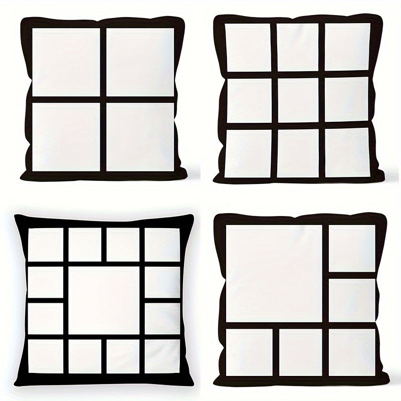 4pcs Plaid Printed Soft Short Plush Pillowcase for Camping