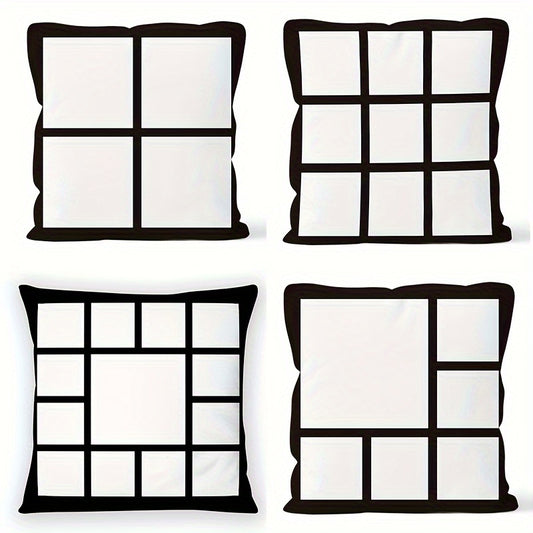 4pcs Plaid Printed Soft Short Plush Pillowcase for Camping
