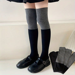 3 Pairs Girls Kids Over the Knee Stockings Block Calf Socks