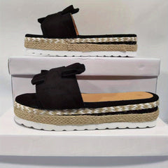 Women's Bowknot Espadrille Sandals, Open Toe Slide Shoes