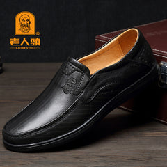 LAORENTOU Men's Leather Dress Shoes Comfy Durable Non Slip Flats
