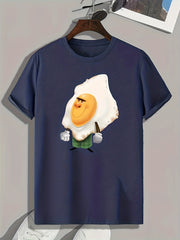 Cartoon Egg Print Men's Graphic T shirt for Summer