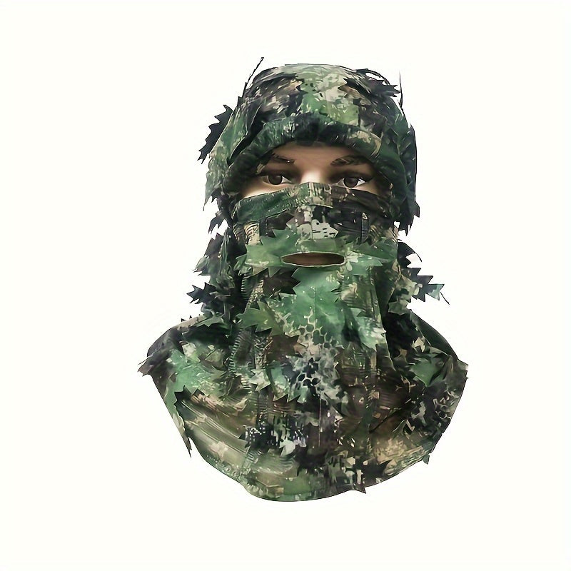 Ghillie Camo Leafy Hat 3D Face Mask for Outdoor Game