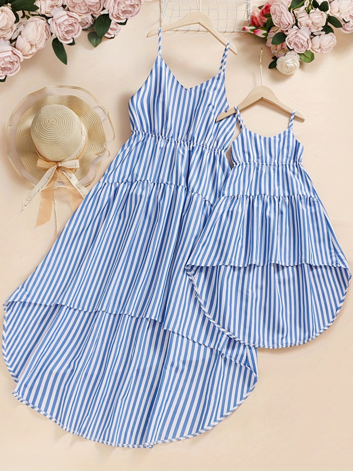 Striped Sleeveless Dresses for Mom and Daughter