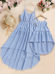 Striped Sleeveless Dresses for Mom and Daughter
