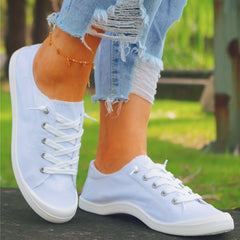 Non Slip Canvas Shoes Lightweight Lace Up Casual Skate Shoes