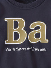 BA Letter Print Kid's Sweatshirt Long Sleeve Top Crew Neck Pullover