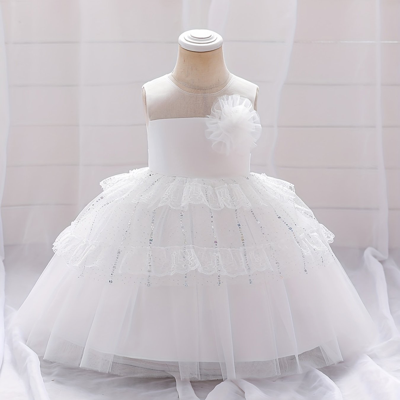 Fairy Ruffle Lace Puffy Dress Girl's Birthday Party Dinner Cosplay Show Wedding