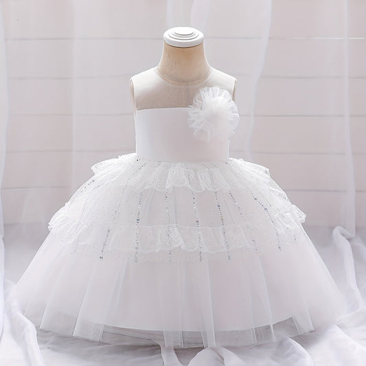 Fairy Ruffle Lace Puffy Dress Girl's Birthday Party Dinner Cosplay Show Wedding