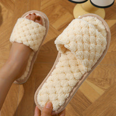 Women's Cozy Open Toe Indoor Slippers Warm Fuzzy Shoes