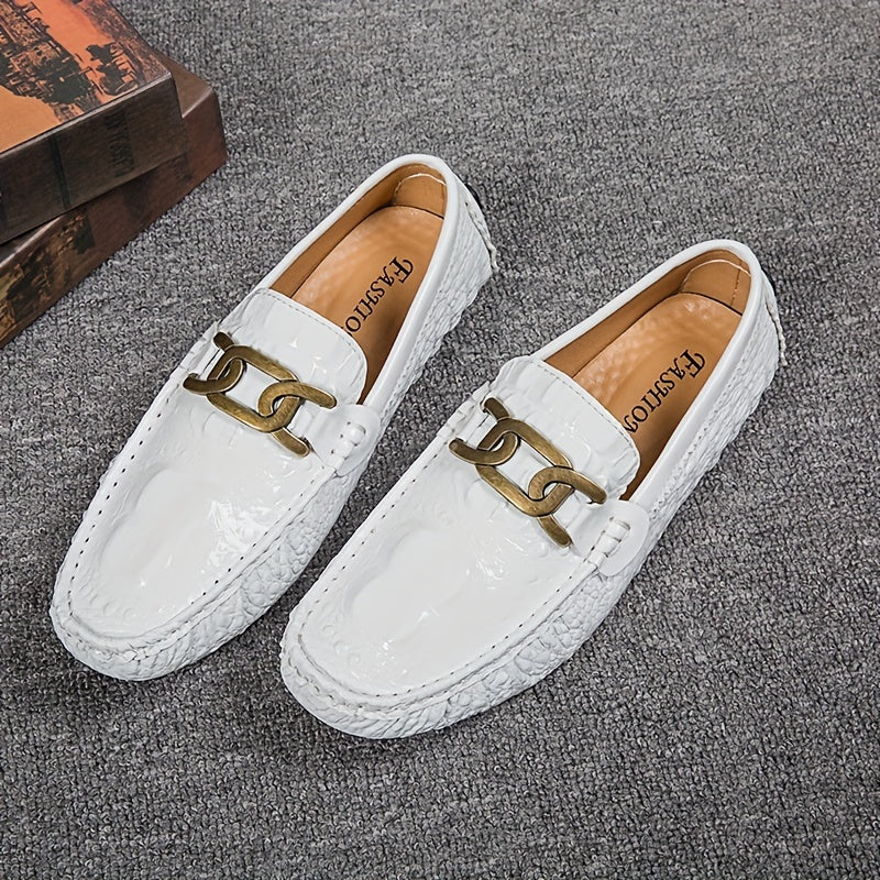 Crocodile Embossed Loafer Shoes Lightweight Non Slip Driving Shoes