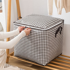 Houndstooth Pattern Storage Box Large Capacity Zipper Dustproof Organizer