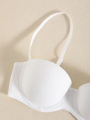 Glossy Molded Cup Push Up Bra Comfort Invisible Removable Strap T Shirt Bra