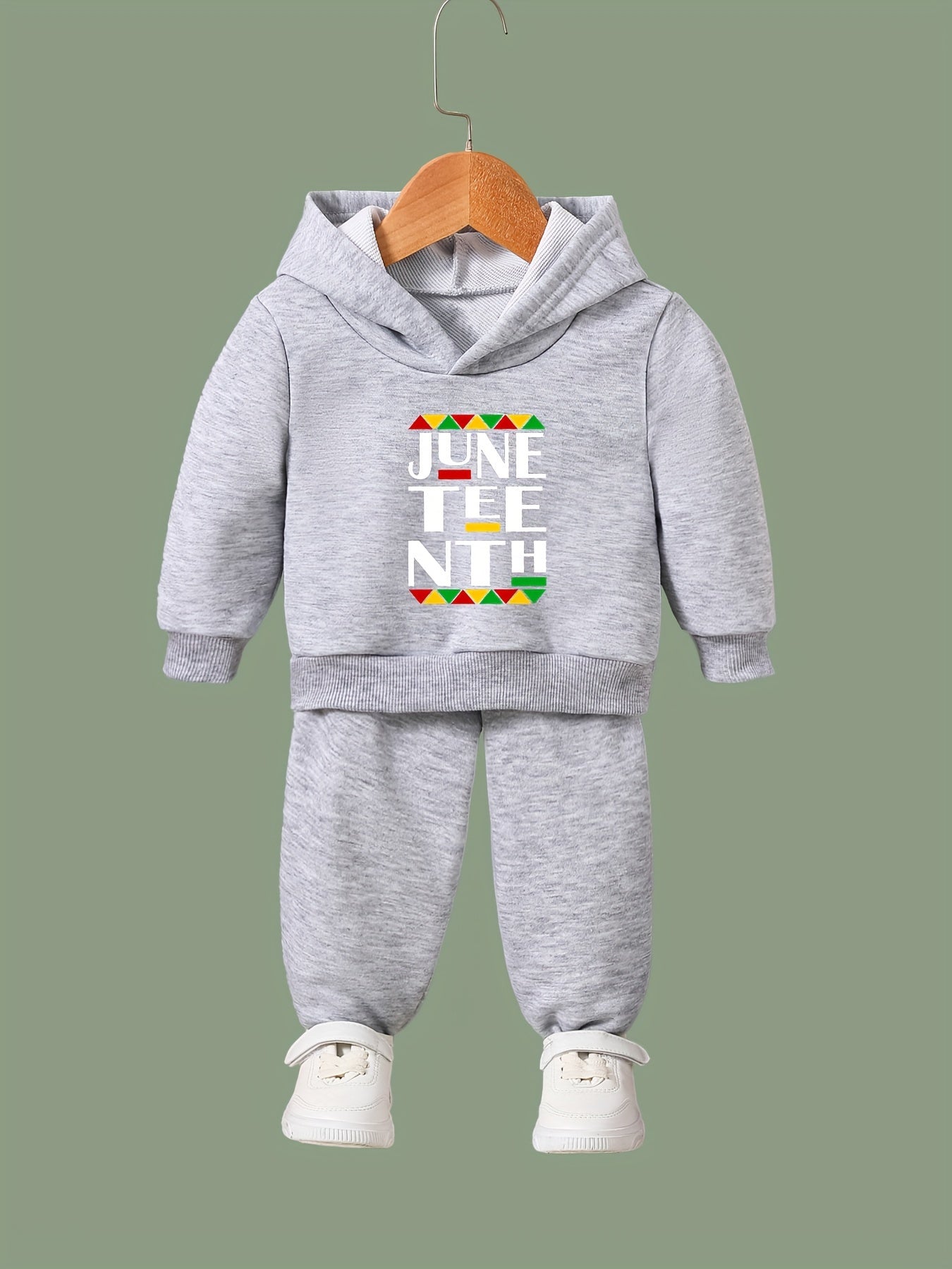 Juneteenth Print Outfit Hoodie & Pants Set Girl's Sporty Clothes