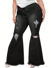 Women's Flared Leg Jeans with Fringe Trim