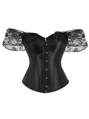 Lace Short Sleeve Corset Bustier Body Shaper