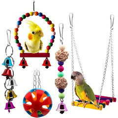 Bird Swing Toys with Bells for Pet Parrot Cage Hammock Hanging Toy