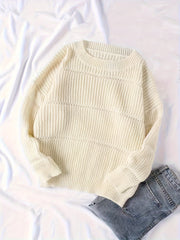Ribbed Long Sleeve Round Neck Jumper