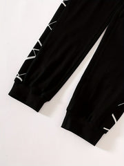 Geometric Graphic Print Boys Hooded Sweatshirt & Sweatpants Set