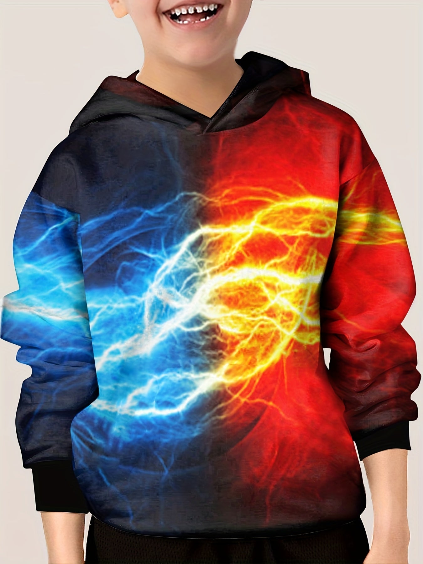 Fire & Water Print Kid's Hoodie Clash Unisex Pullover