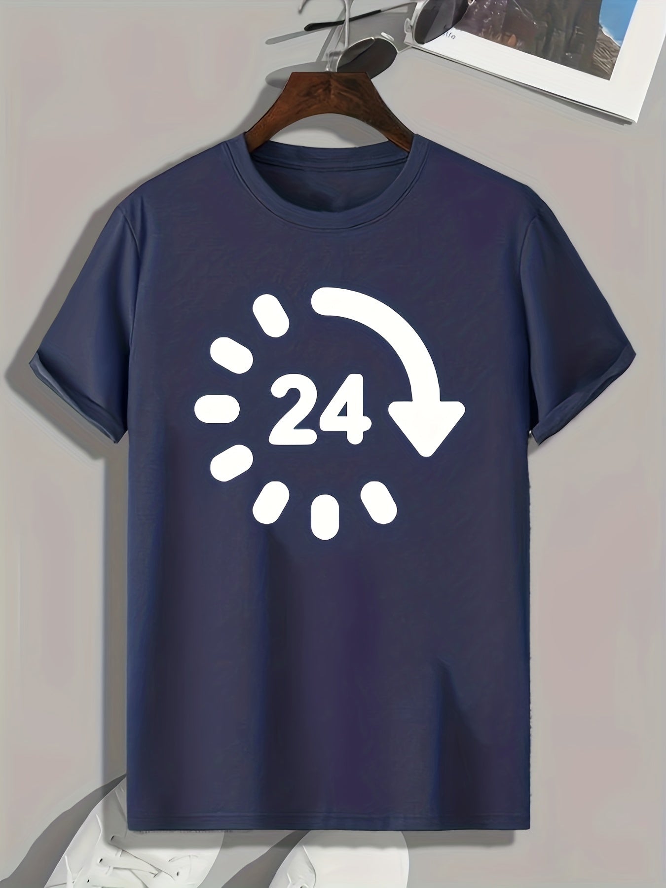 24 Hours Pattern Print Men's Comfy Sports T-shirt