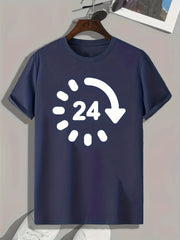 24 Hours Pattern Print Men's Comfy Sports T-shirt