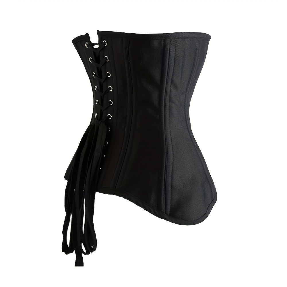 Solid Buckle Front Corset Bustier Tummy Slimming Lace Up Body Shaper