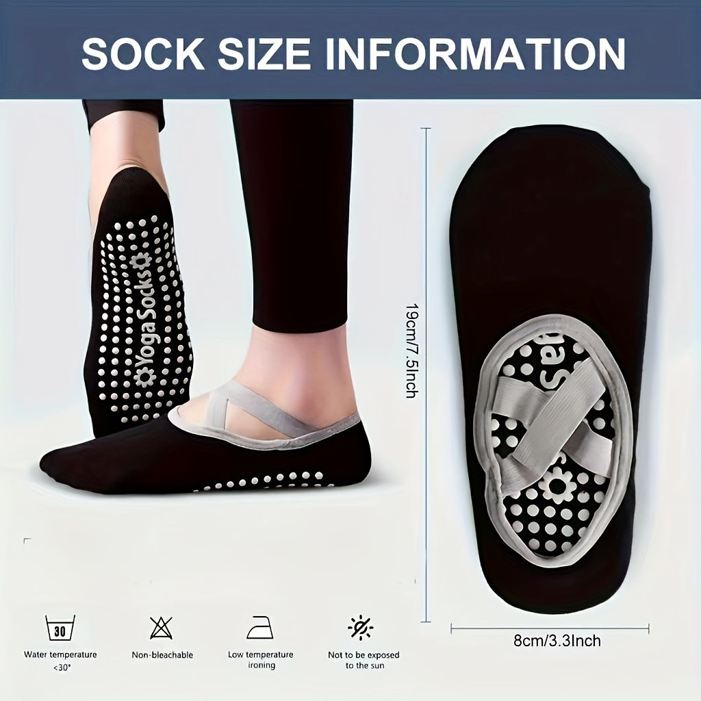 Non-slip Yoga Socks with Silicone Bottom Grips, Straps for Pilates Ballet Dance