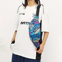 Summer Leather Print Waist Bag Casual Nylon Crossbody Bag Fanny Pack
