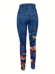 Santa Claus Print Skinny Pants Casual Stretchy Pants Women's Clothing