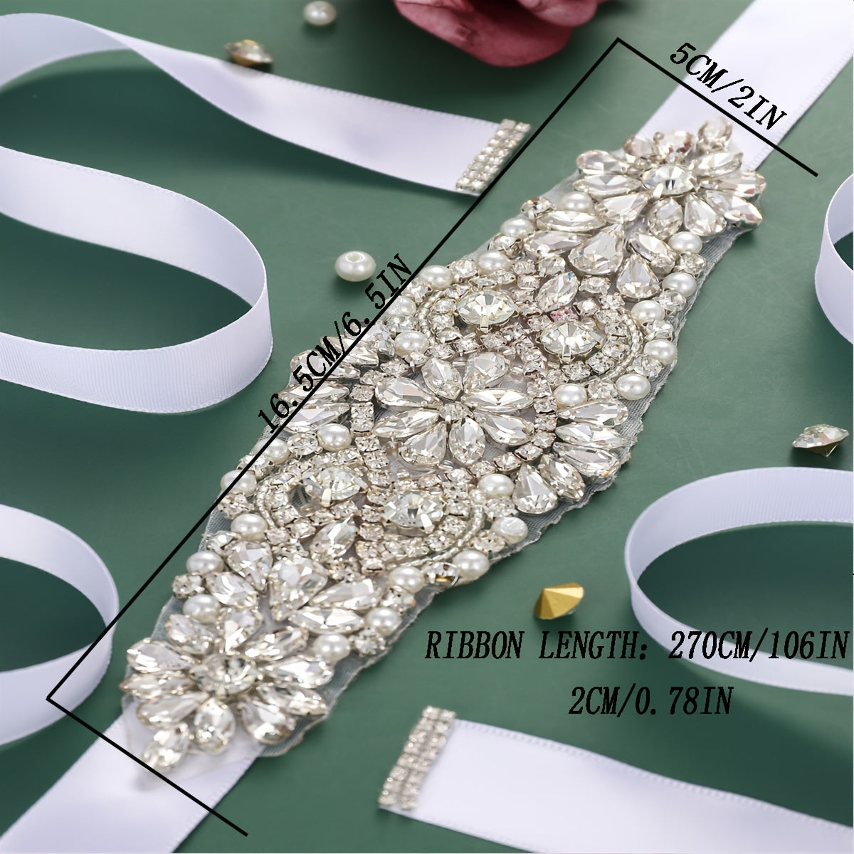 Bridal Belt Waist Chain Sash Faux Pearl Beaded Wedding Dress Accessory