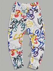 Graffiti Drawstring Sweatpants Men's Casual Loose Fit Joggers